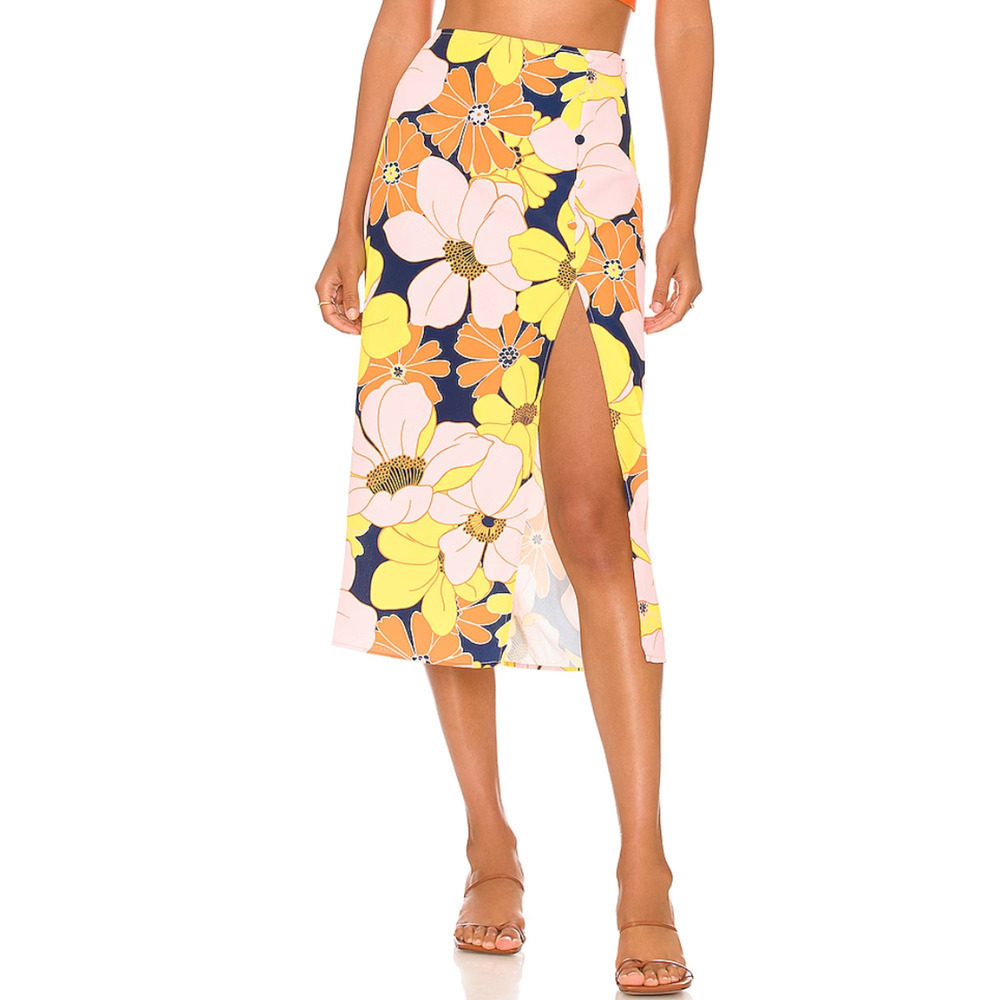NWT REVOLVE Sanctuary Night Ride Floral Midi Skirt Women's Size 14